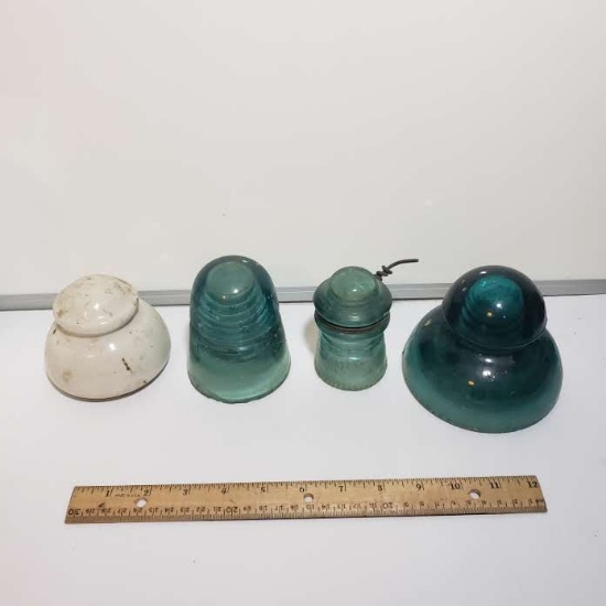 Lot of 4 Antique Electrical Insulators