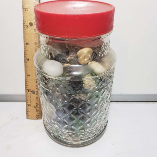 Vintage Jar of Sea Glass and Assorted Rocks