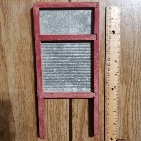 Miniature Wood and Metal Washboard