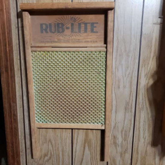 Antique Rublite Wood and Metal Washboard