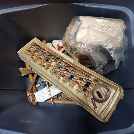 Tote including Neat Vintage Sewing Items