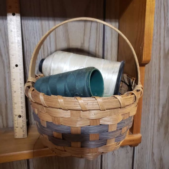 Basket Lot of Thread on Spools
