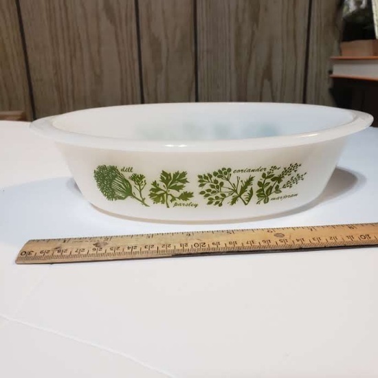 Vintage Glasbake Spices Casserole Dish