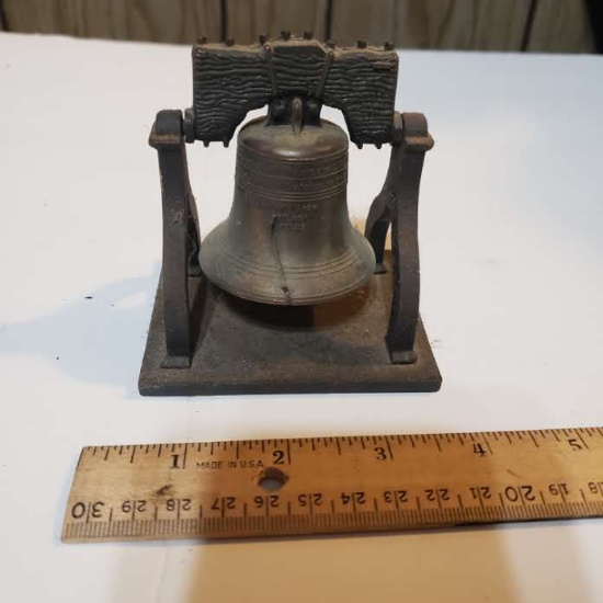 Vintage Cast Iron and Brass Liberty Bell Decoration