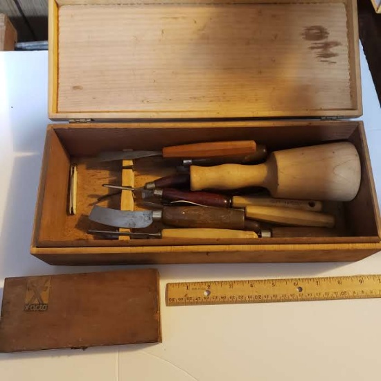 Lot of 2 Vintage Wooden Boxes of Assorted Tools