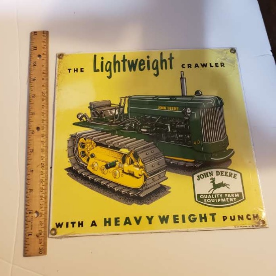 Ande Rooney Porcelain John Deere Crawler Sign