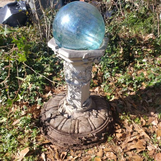 Plastic Bird Bath with Glass Gazing Ball