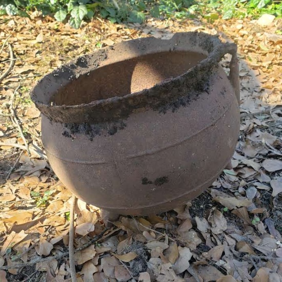 Antique Gate Marked 3 Legged Cast Iron Cauldron