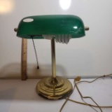 Bankers Lamp with Hand Blown Glass Shade