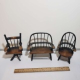 Lot of 3 Pieces of Wooden Doll House Furniture