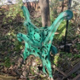 Pair of Decorative Green Cast Iron Bench Sides
