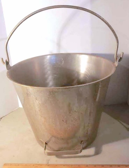 Vintage Stainless Steel Milking Pail with Tilting Handle