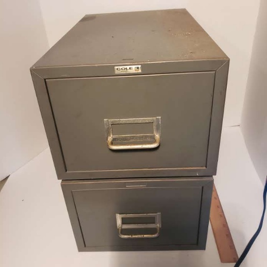 Lot of 2 Vintage Metal File Boxes