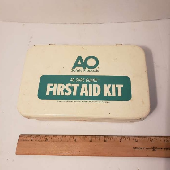 Vintage Metal AO Safety Products First Aid Kit with Some Contents