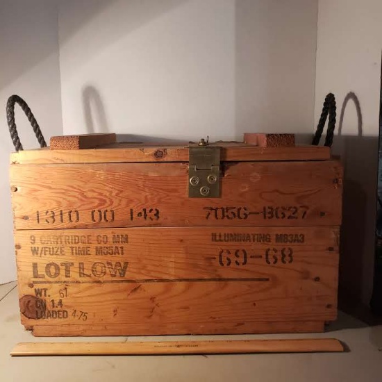 Lockable Wooden Ammunition Box with Handles