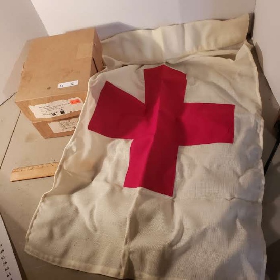 Lot of 2 New Old Stock Red Cross Flags