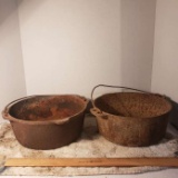 Lot of 2 Rusty Cast Iron Dutch Ovens