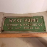 Vintage Cast Aluminum West Point Foundry Sign
