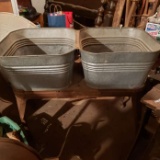 Vintage Reeves Double Galvanized Wash Tubs on Stand