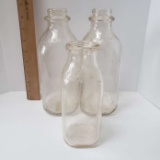 Lot of 3 Vintage Biltmore Embossed Glass Milk Bottles