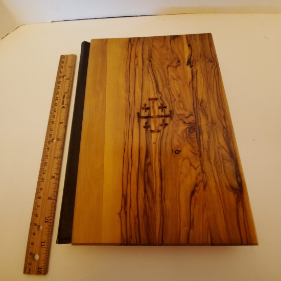 New Testament Bible with Wooden Cover from Jerusalem, Today’s English Version with Color Pictures