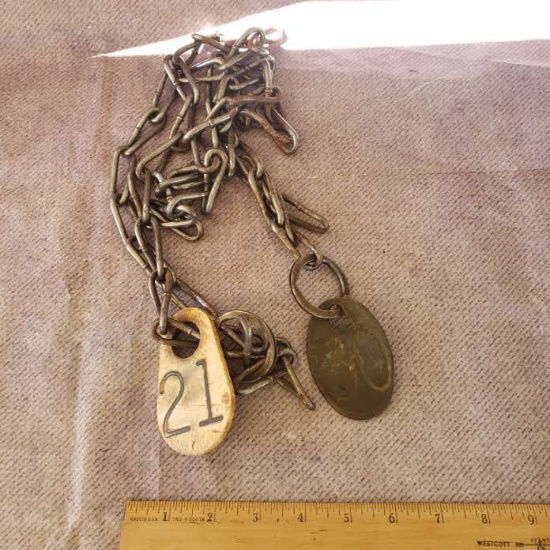 Lot of 2 Small Chains with Cow Tags (