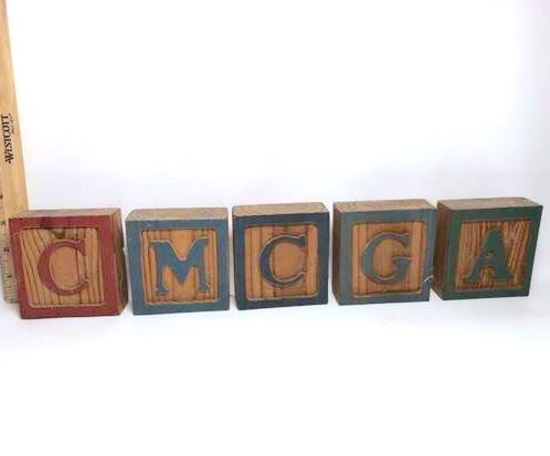 Vintage Carved Wood Letter Blocks