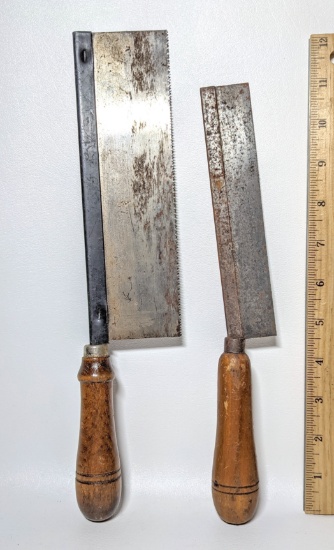 Pair of Razor Saws with Wooden Handles