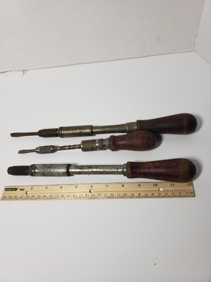 Lot of 3 Antique Spiral Hand Tools