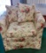 Floral Chair with Wood Legs