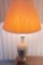 Vintage Table Lamp with Leaf Design & Pleated Shade