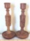 Set of 2 Vintage Hand Carved Candle Holders