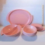 Lot of Vintage Boonton Ware Pink Serving Pieces