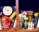 Cabinet Lot of Cleaners & Assorted Items