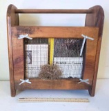 Vintage Wooden Magazine/Book Race with Chicken Wire Front