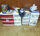 Lot of Storage Containers / With Contents - Crafting ,Sewing, Etc