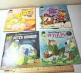 Lot of 4 Vintage Disney Records Albums with Read Along Books