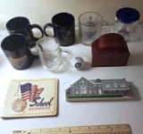 Assorted Navy and Patriotic Lot - Hat, USS Point Cruz and USS Essex Mugs and Coaster Set