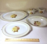 Set of Vintage Narumi Yellow Rose China Serving Pieces and Platters