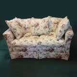 Floral Loveseat with Wood Legs - Clean!