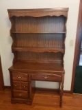 Vintage Wood Desk with Hutch