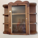 Vintage Wood Display Rack, Glass Door