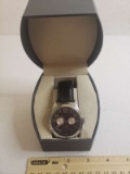 New in the Box Men's Watch with Black Band and Silver Face