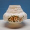 Antique White Milk Glass 8” Shade with Pink Flowers and Embossed Roses