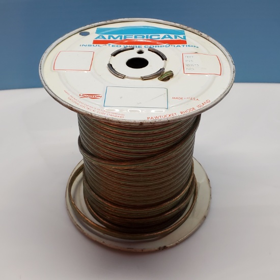 Roll of 18/3 Clear Coated Copper Wire with Green Ground