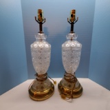 Pair of Clear Glass Lamps