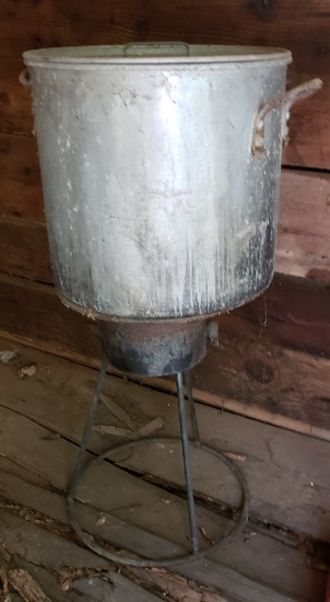 Vintage US Military Aluminum Stock Pot, 15 Gallon and Cooker