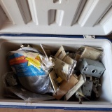 Cooler Full of Assorted Electrical Boxes, Covers, More