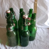 Lot of 8 Green Grosch Bottles