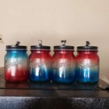 Lot of 4 Glass Jar Oil Lamps